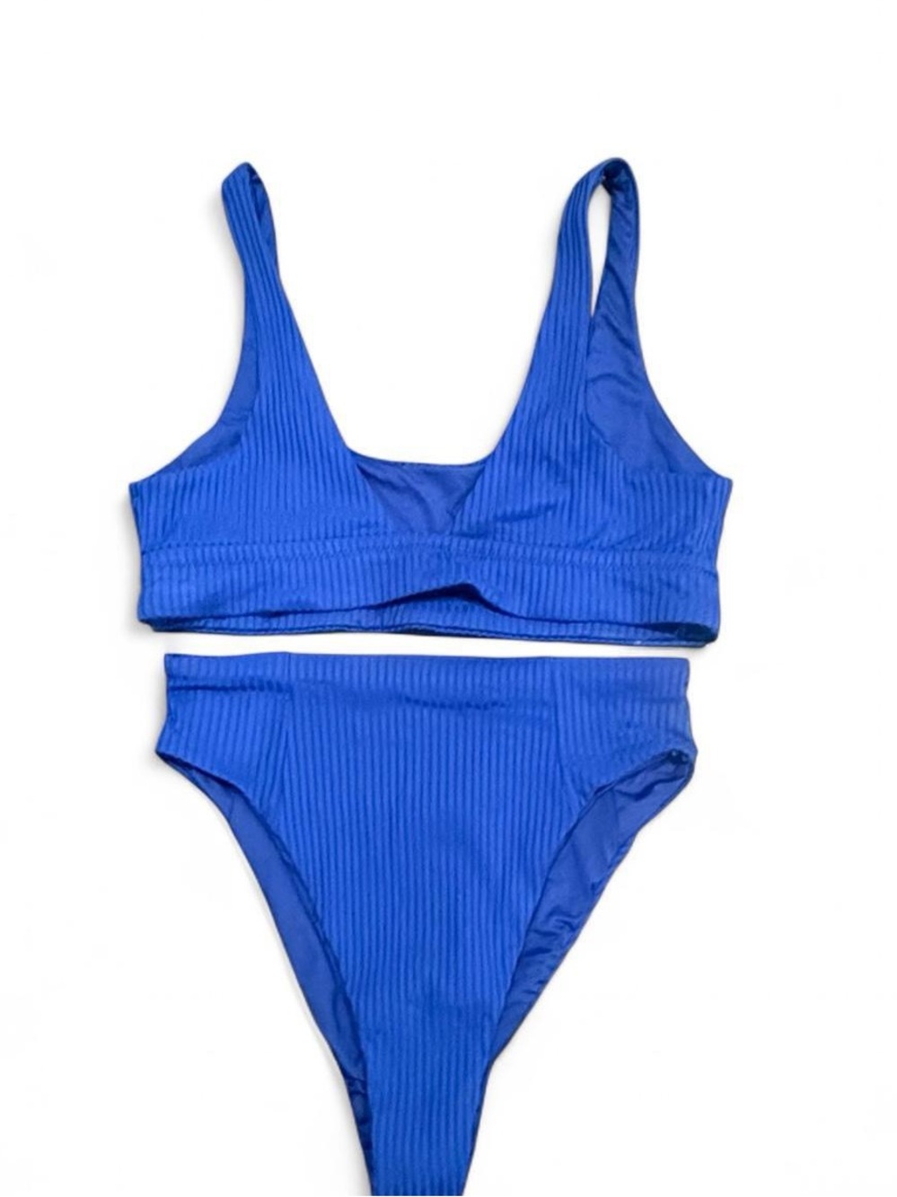 Vitamin A Ribbed Two-Piece Bikini Set in Vibrant Royal Blue